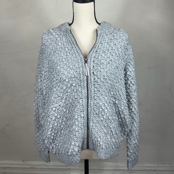 Lucky Brand Grey Chunky Textured Bomber Sweater 1X - Picture 8 of 16